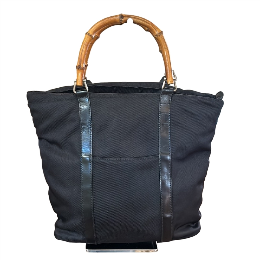 GUCCI Vintage Nylon Bamboo Top Handle Tote - Picture 3 of 16